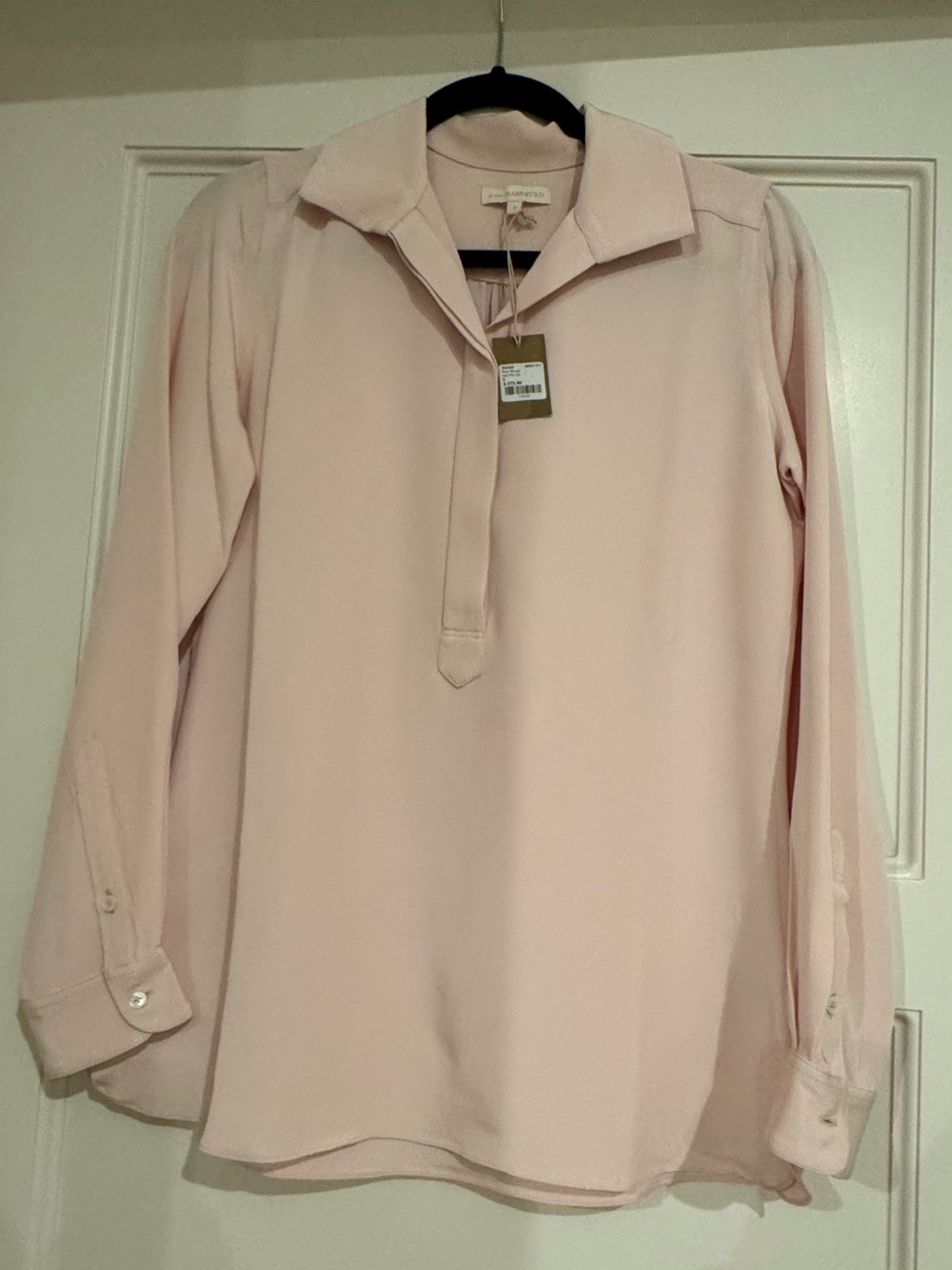 ANN MASHBURN Pale Pink Collared Long-Sleeve Blouse